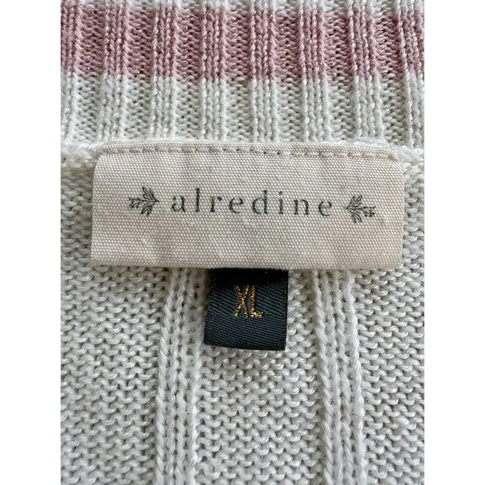 Alredine Sweater Womens XL Ivory Cream Pink Preppy Cable Knit Acedemia Pullover - Picture 4 of 5